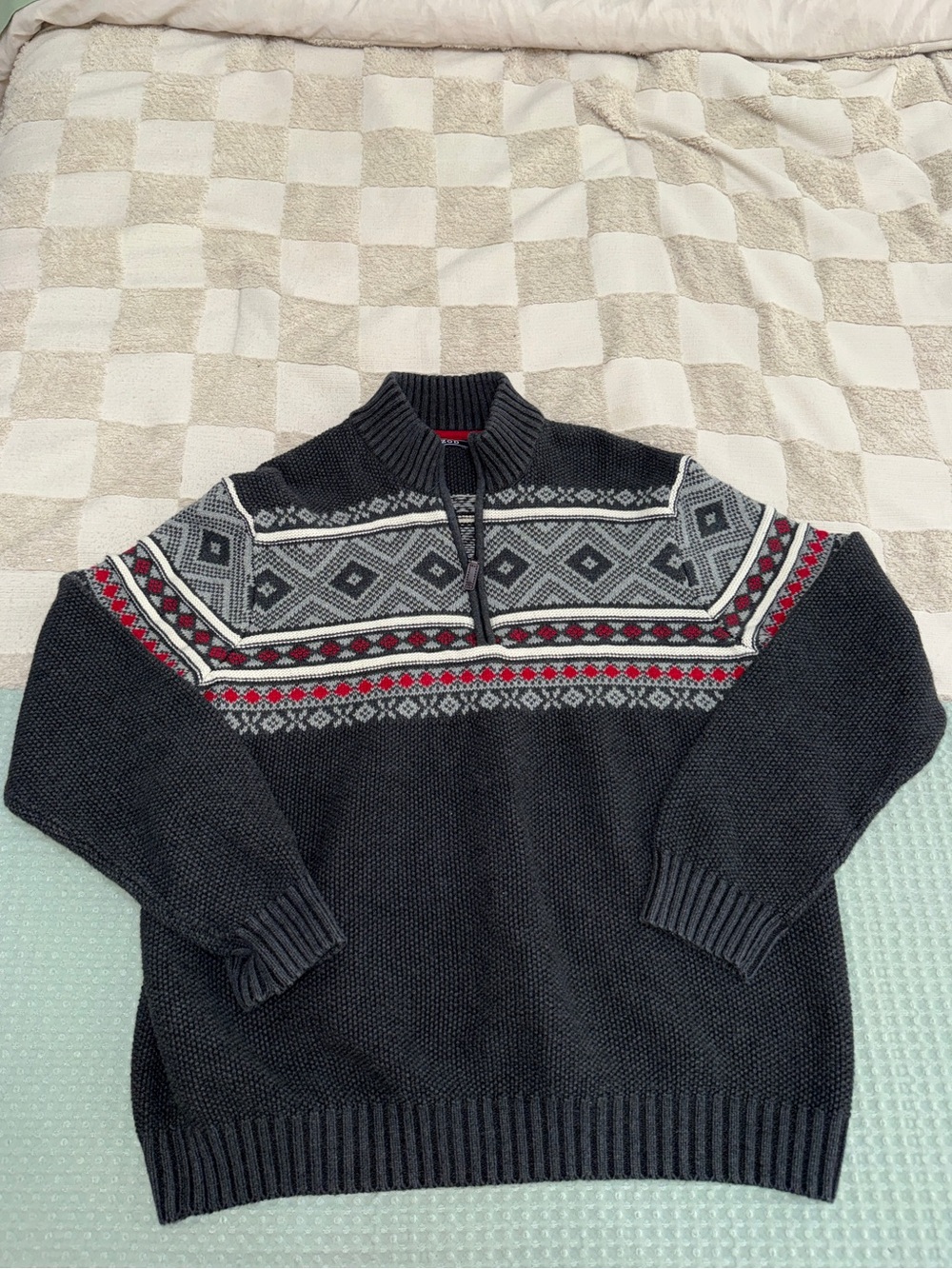 Izod Fair Isle Half-Zip Sweater size XL